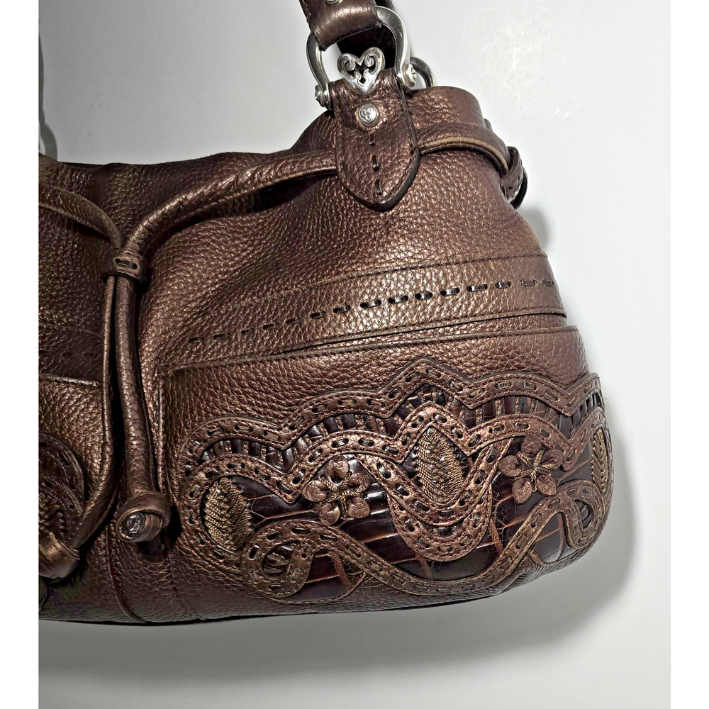 Brighton Lolita Masterpiece Col Leather Shoulder Bag Brown 3D Applique MSRP $350 - Picture 4 of 16